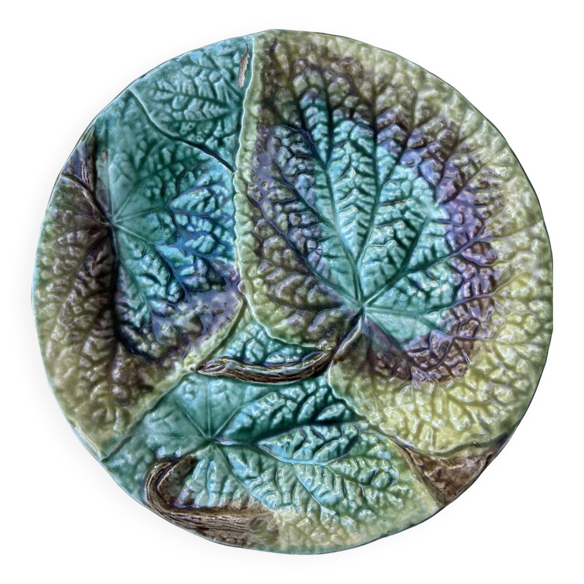 Set 8 slush plates with leaf decoration