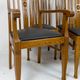 Set of 6 Art Nouveau chairs and armchairs in oak and leather.