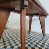 Brutalist coffee table wood and slate