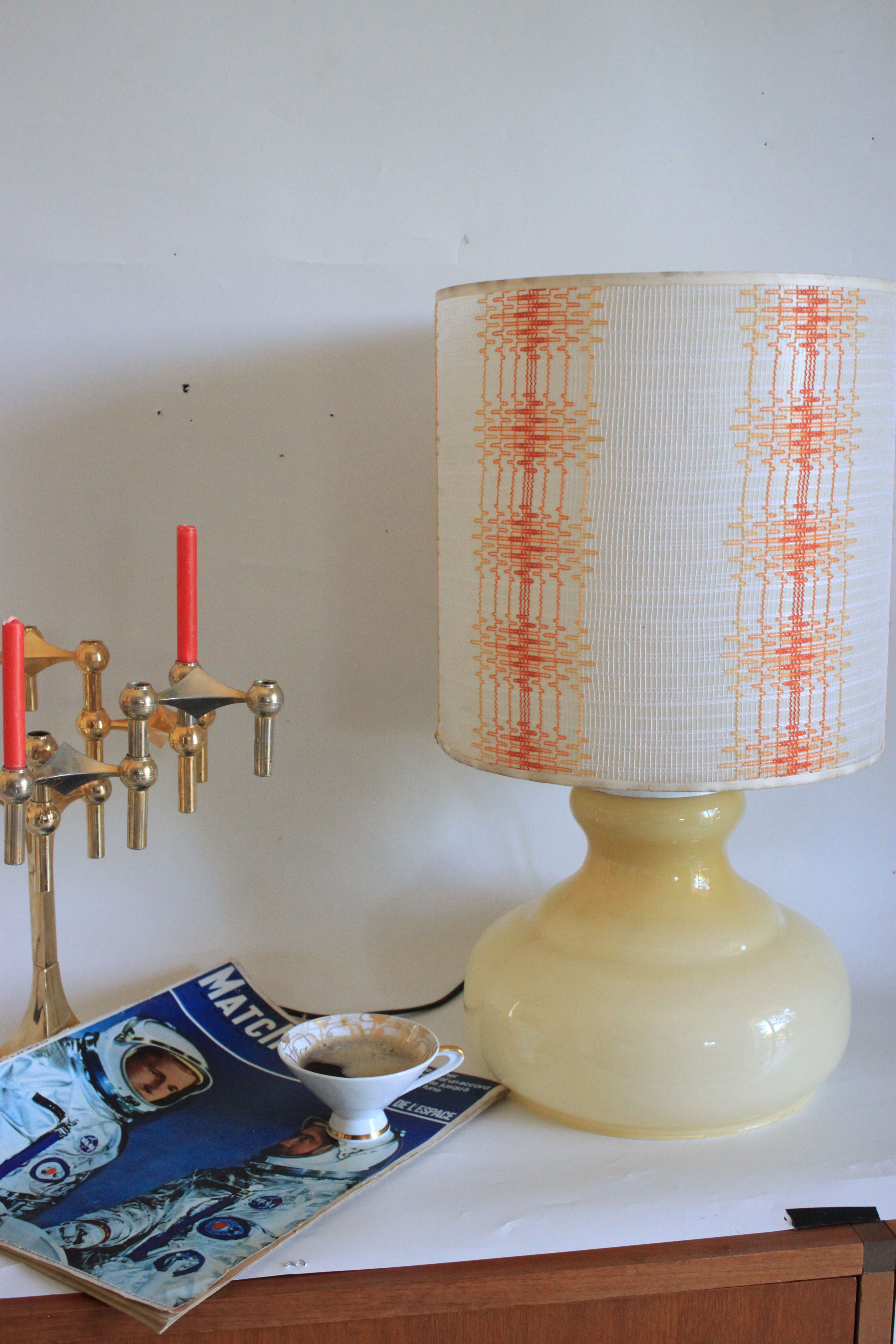 Smoked glass lamp blown double lighting, space age 1970