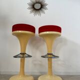 Set of 2 high bar stools from the 70s, friedrich stückenbreker design, vintage plastic