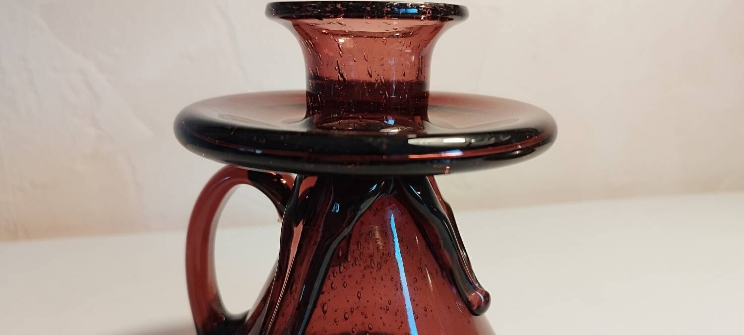Biot bubbled glass candle holder