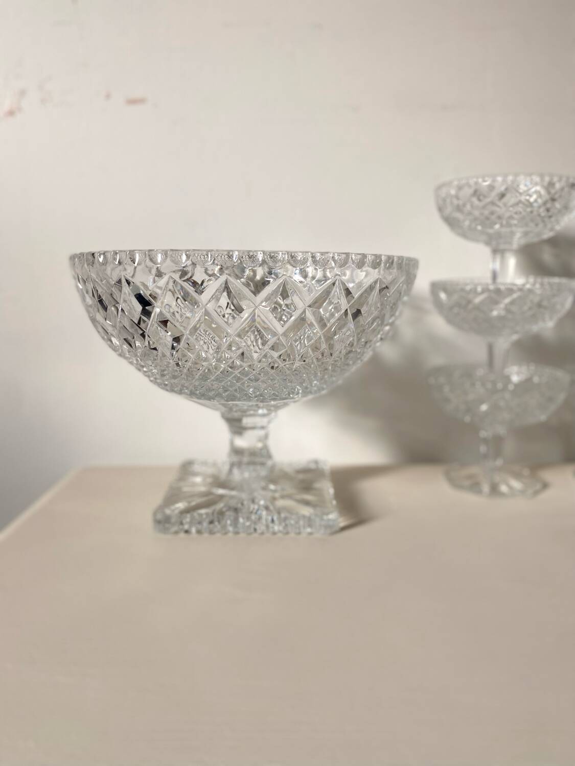 Antique chiseled crystal cups