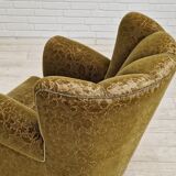 1950s, Danish vintage relax chair in green fabric, original condition.