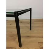 Modernist coffee table 50s black metal and glass