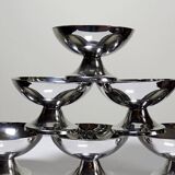 6 coupelles à dessert sur pieds en inox vintages style bistrot