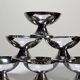 6 vintage bistro-style stainless steel dessert bowls on feet