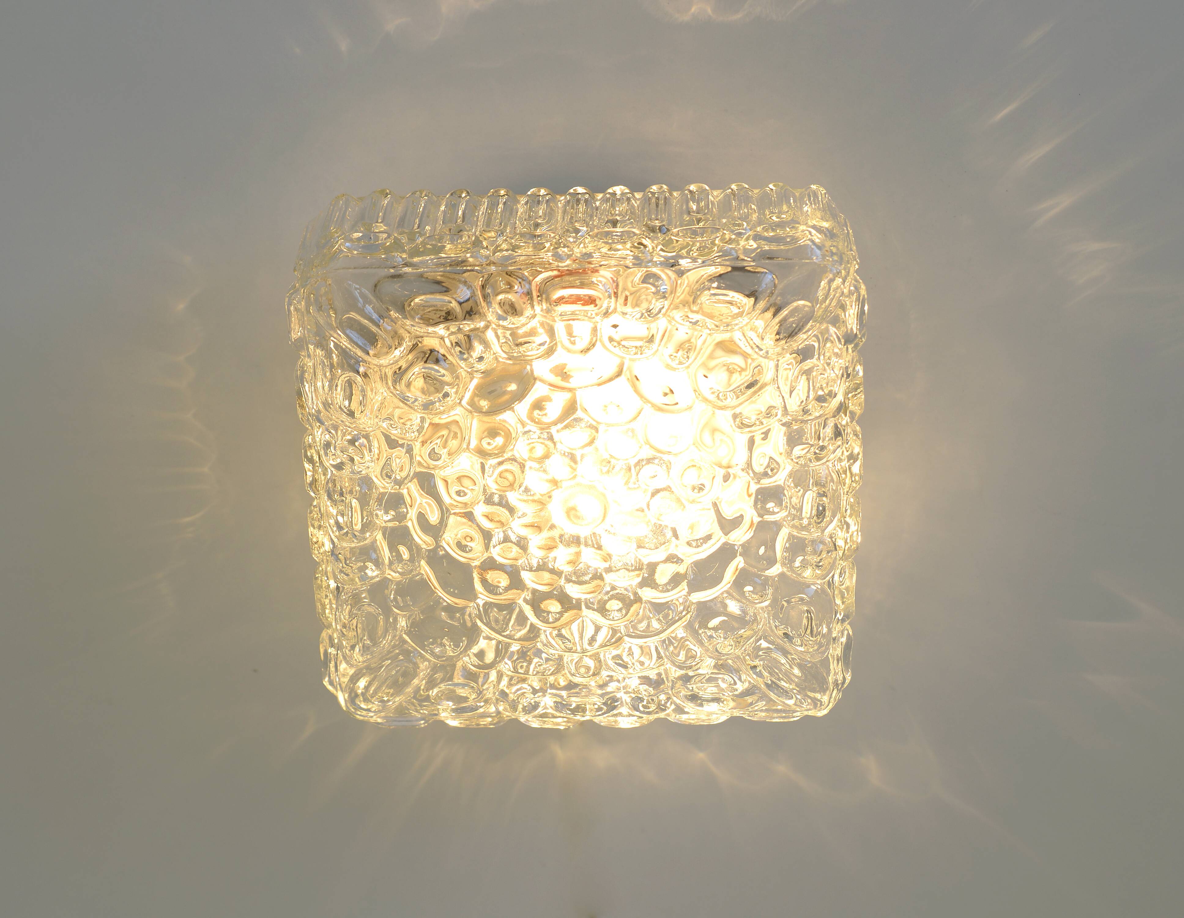 Vintage Wall Sconce / Bubble Glass / Mid Century Flush Mount Ceiling Light