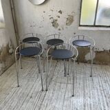 Set of 5 “silver moon” high stools Pascal Mourgue