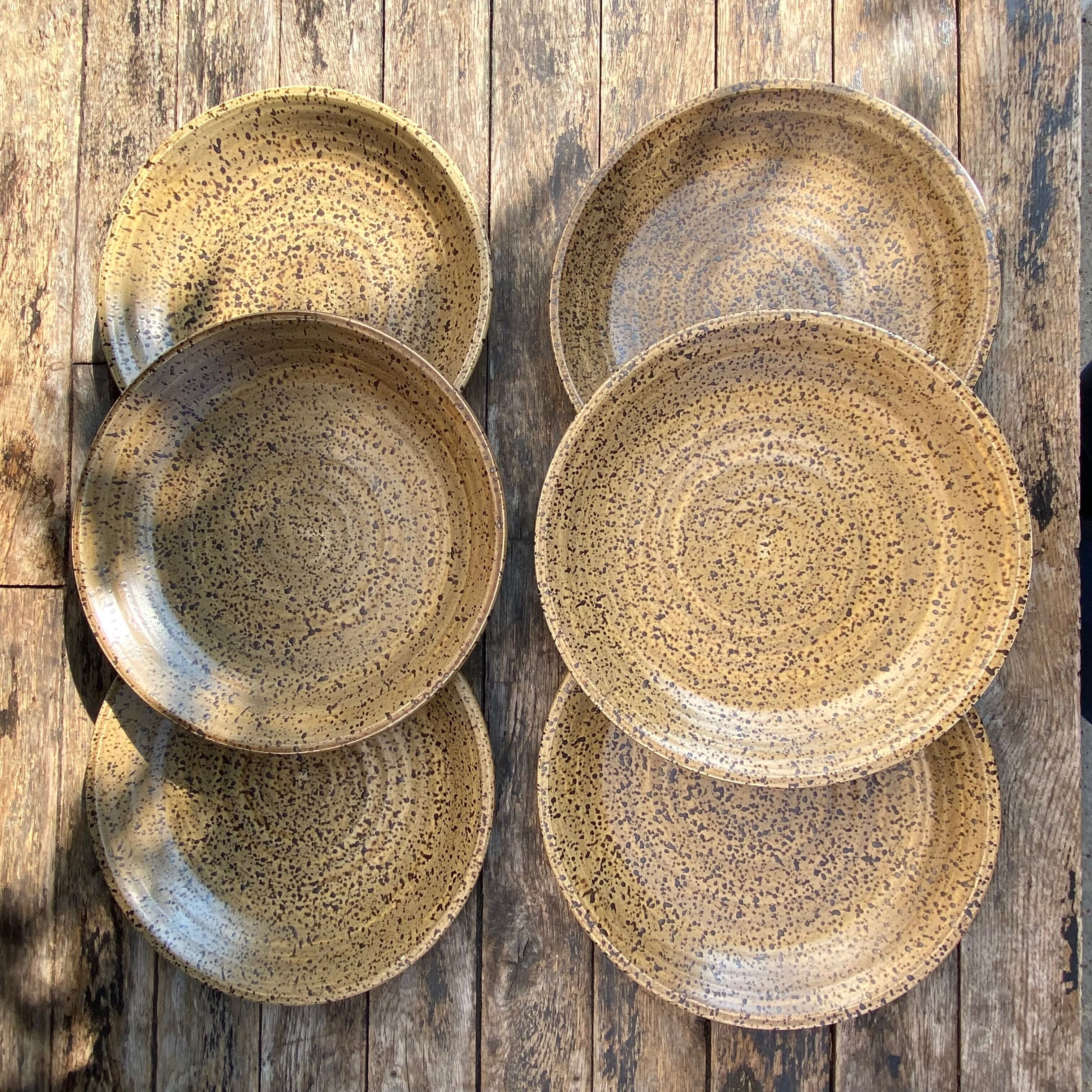 6 assiettes grès de l'abbaye années 70
