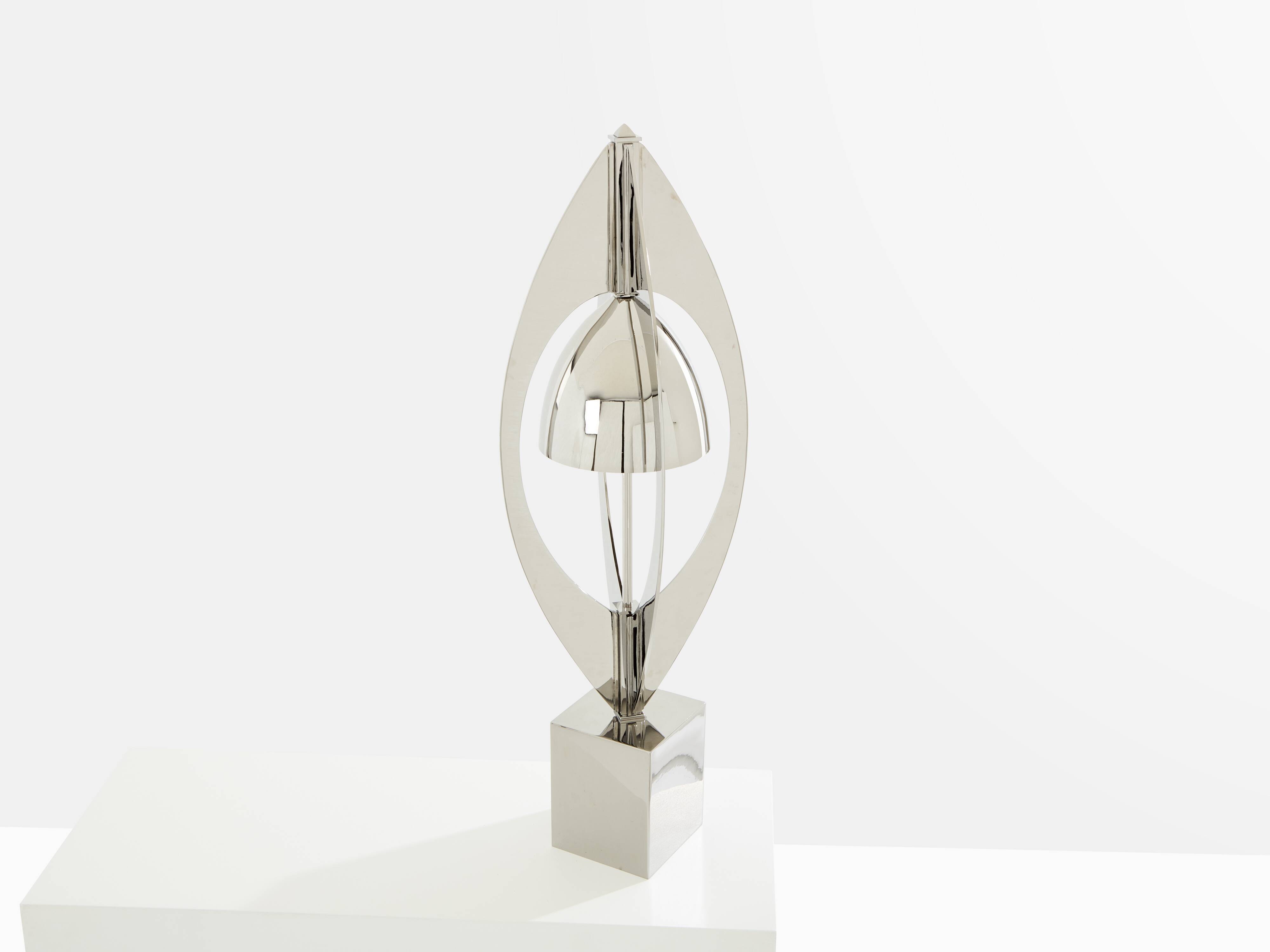 Jacques Charles Ogive Lamp for Maison Charles nickel-plated metal 1965