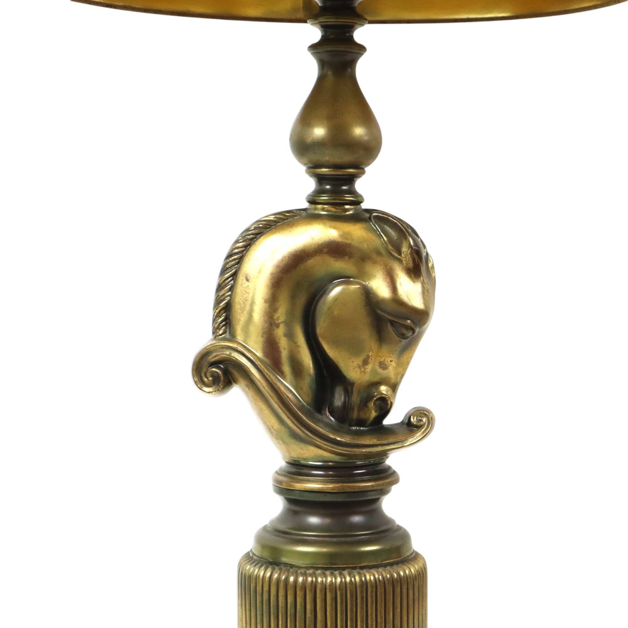 Lusterie Deknudt Vintage Horse Head Table Lamp XL Brass