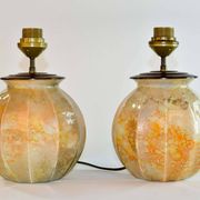 Stunning Pair of French Handmade Glass Laque Line Table Lamps, 1970s