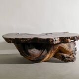 French Brutalist Sculptural Free Form Wooden Root Sofa Coffee Table, 1960s