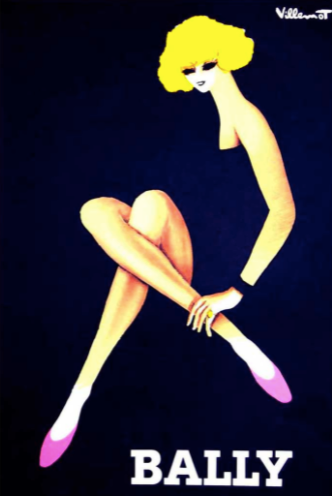 Original advertising poster shoes Bally Bernard Villemot 1980