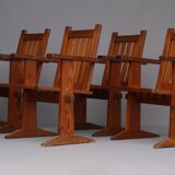 Set of four pine Scandinavian armchairs 1930