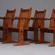 Set of four pine Scandinavian armchairs 1930