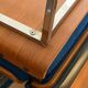 Pair of Marcom chairs in electric blue fabric, teak and chrome metal, 1970.