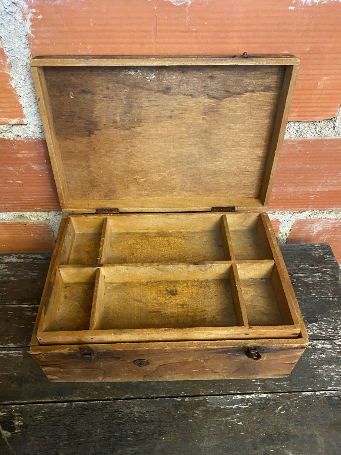 Vintage Wooden Interior Compartment Antique Jewellery Storage Box