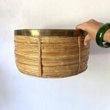 Rattan and brass basket 34 cm