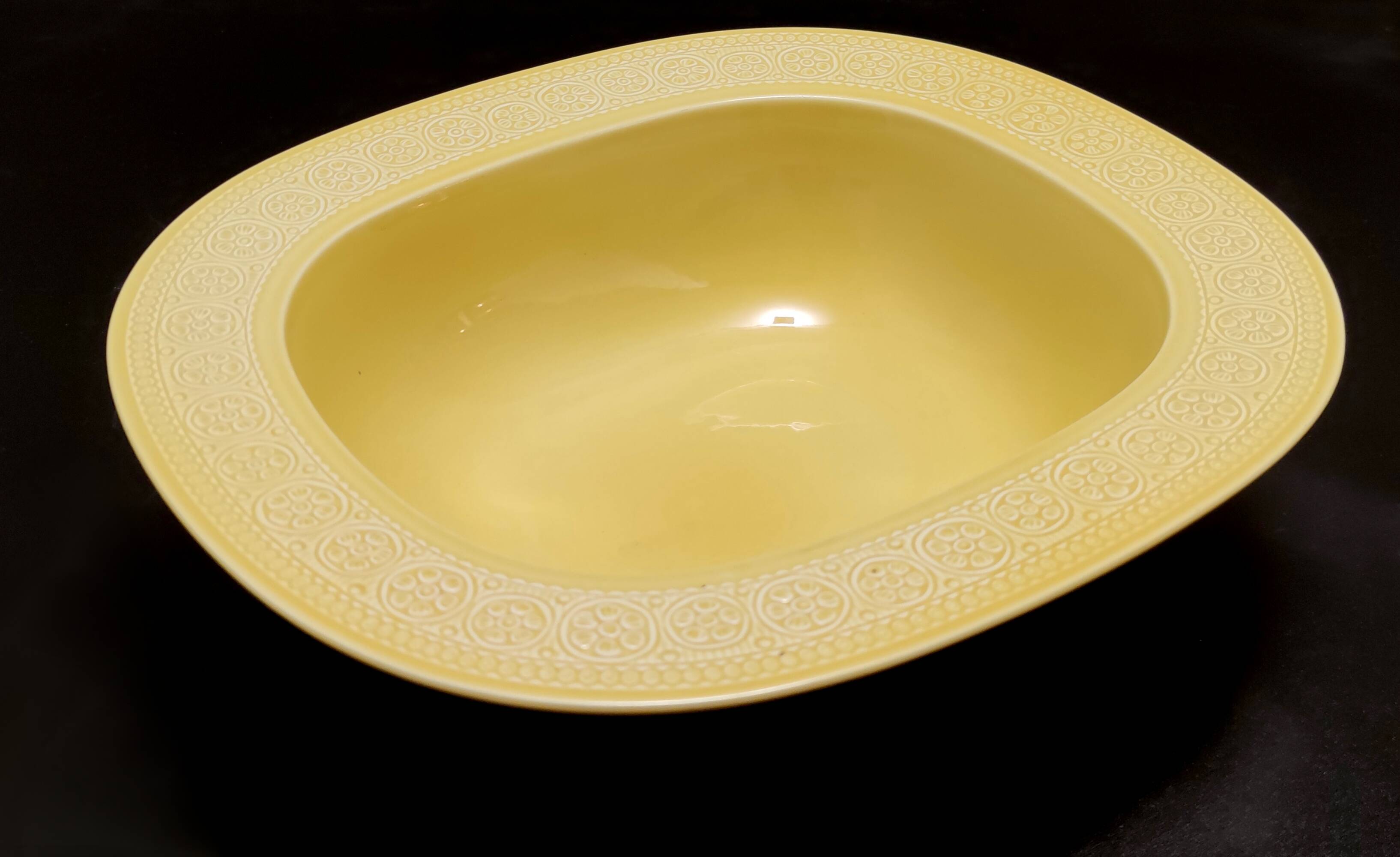 Yellow Earthenware Serving Centerpiece by Antonia Campi for Laveno,