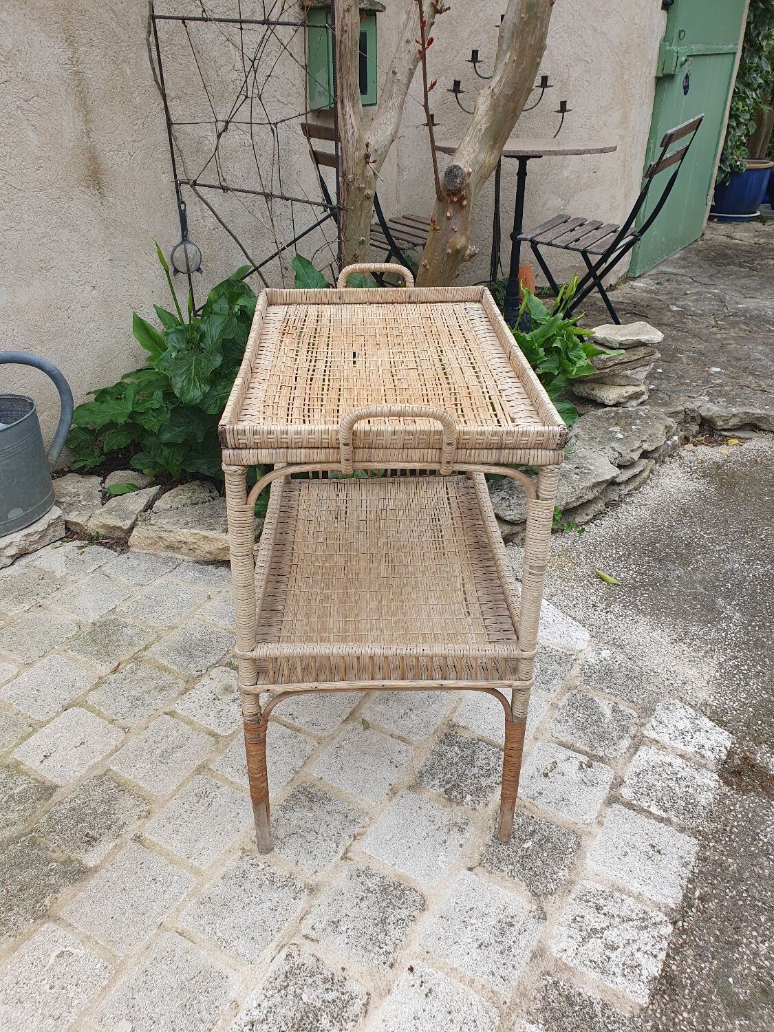 Rattan side table