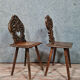 Set of chairs called Sgabello Renaissance style in solid walnut around 1850