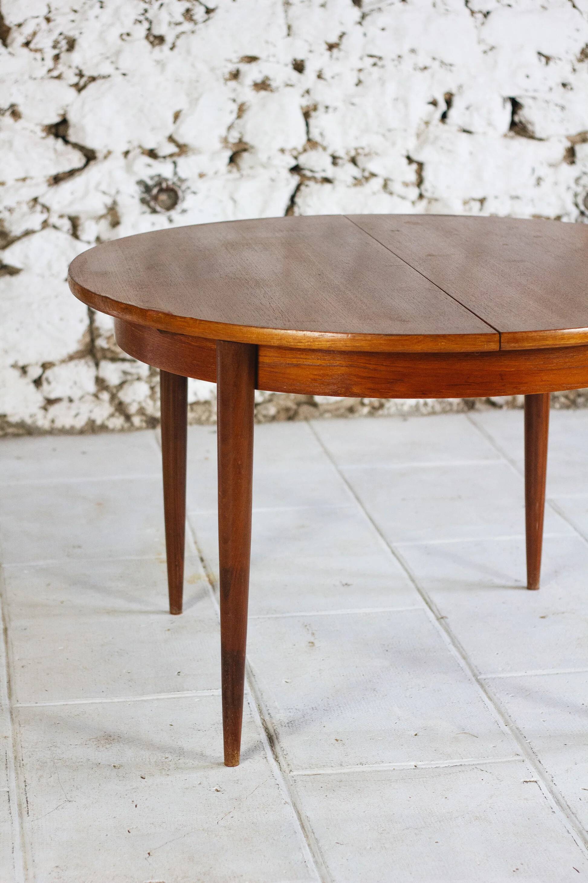 Vintage Scandinavian round teak table, 1960