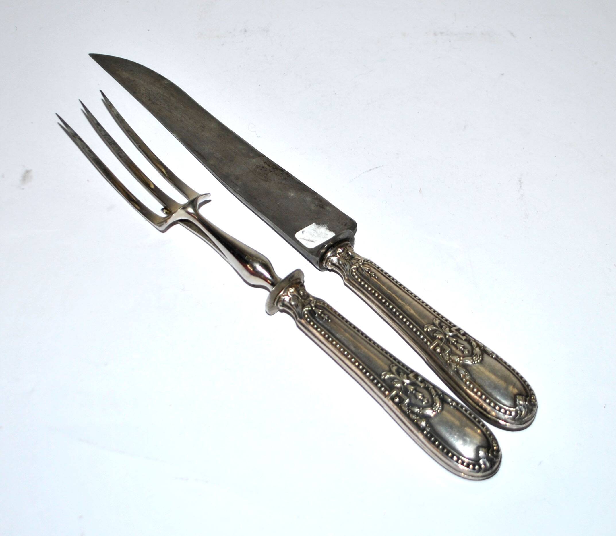 Empire Silver Carving Knife and Fork Set Brush&Cie