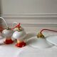 Hanging lamp in opaline smooth orange thread early twentieth century