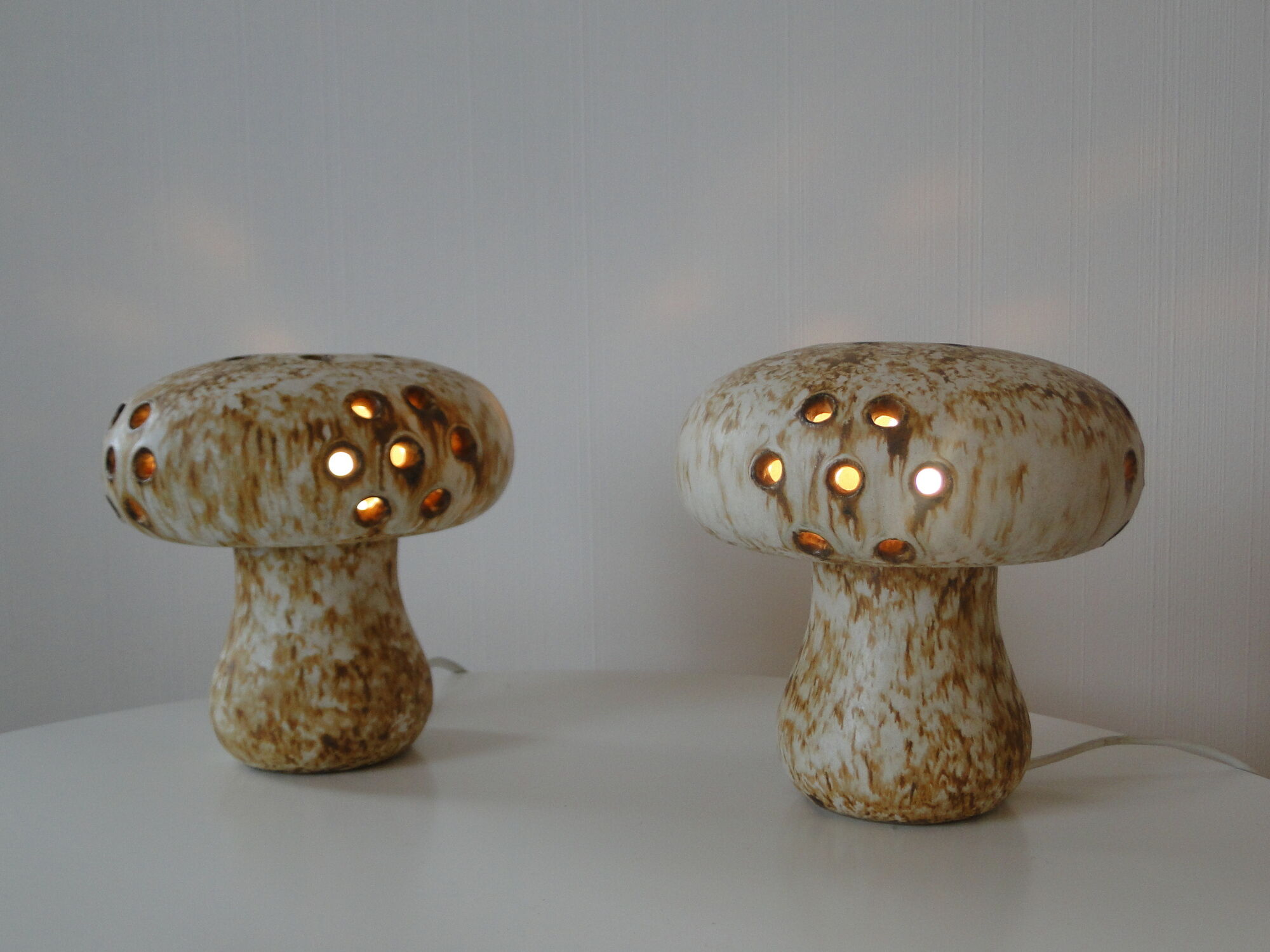 Pair of vintage mushroom lamps by Bruno Karlsson for EGO Sweden 1970s