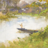 'The Boat on the River' by Pompeo Mariani