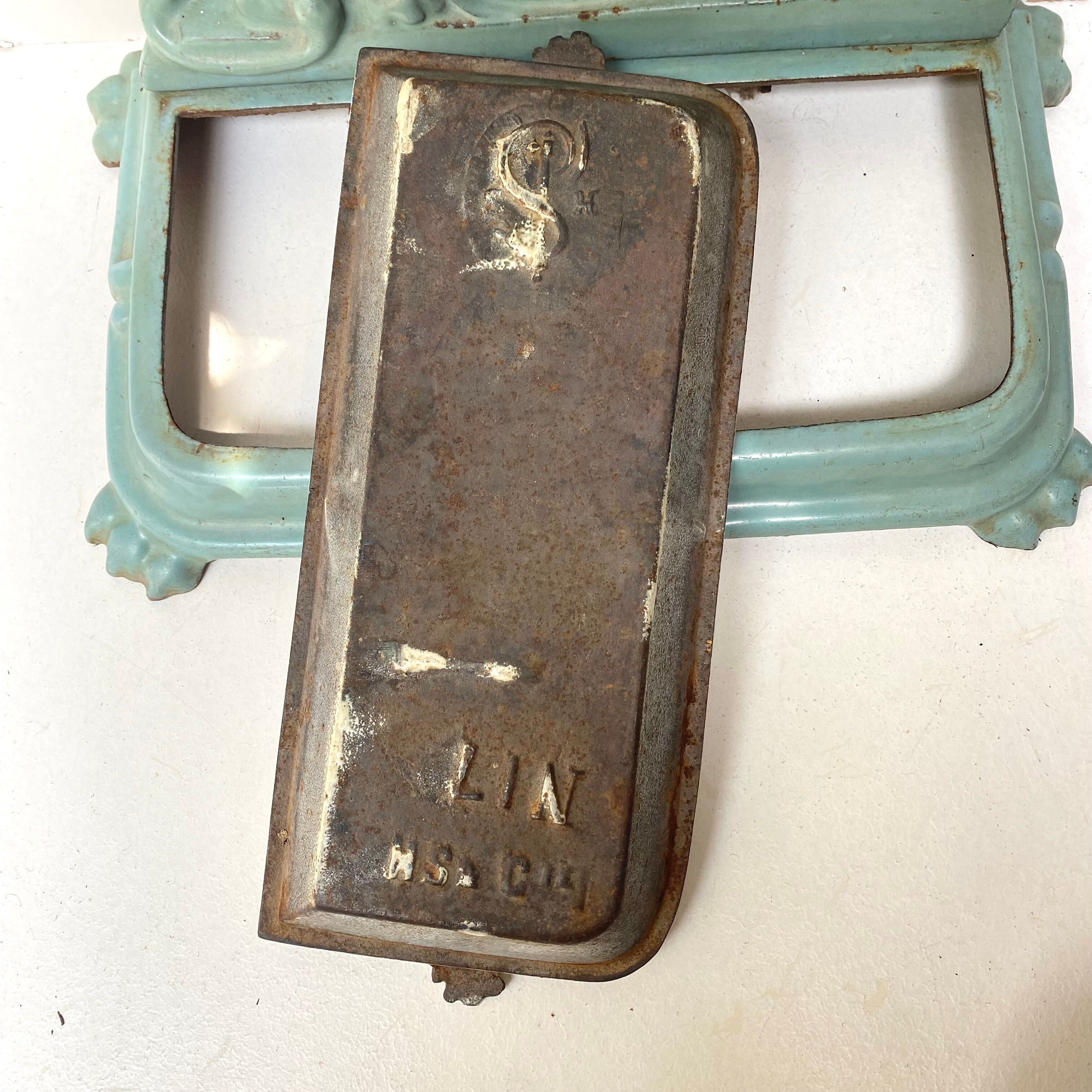 Enameled cast iron umbrella stand from the early 20th century
