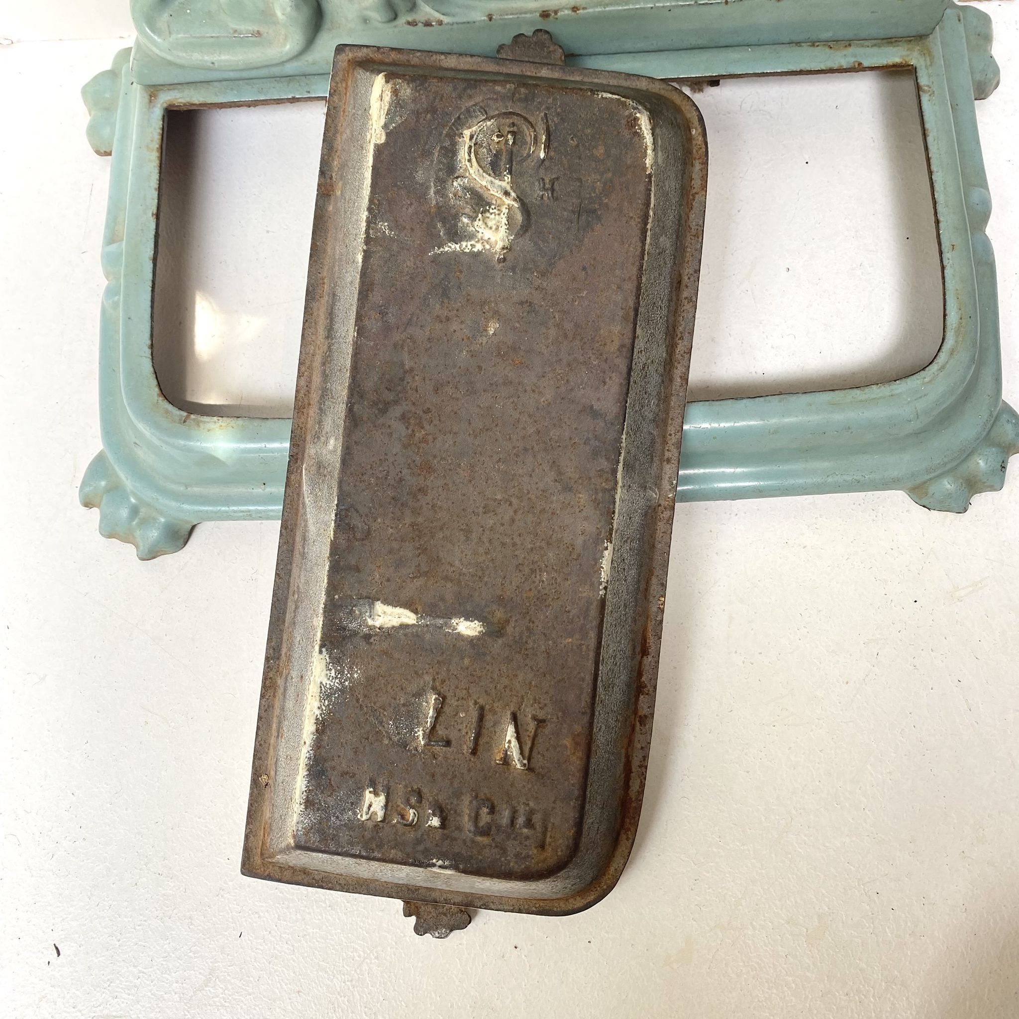 Enameled cast iron umbrella stand from the early 20th century