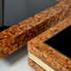 Table bar or planter marquetry of brass olive wood by Sandro Petti 1970