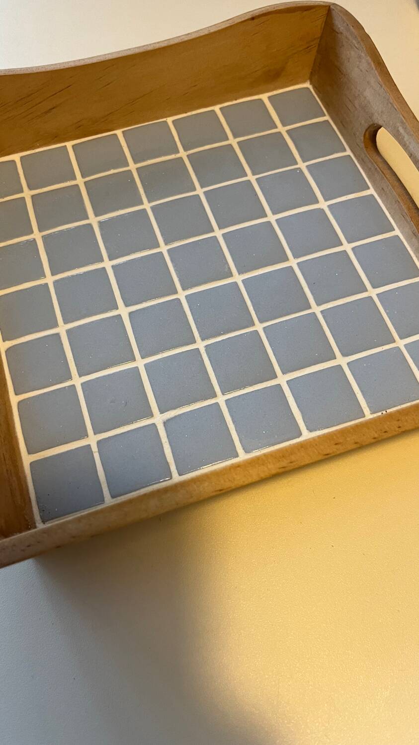 Artisanal blue tiled tray
