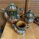 Vintage French café service set, 27 pieces, old pottery from Maine.