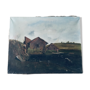 Peinture sur toile paysage d’alpage