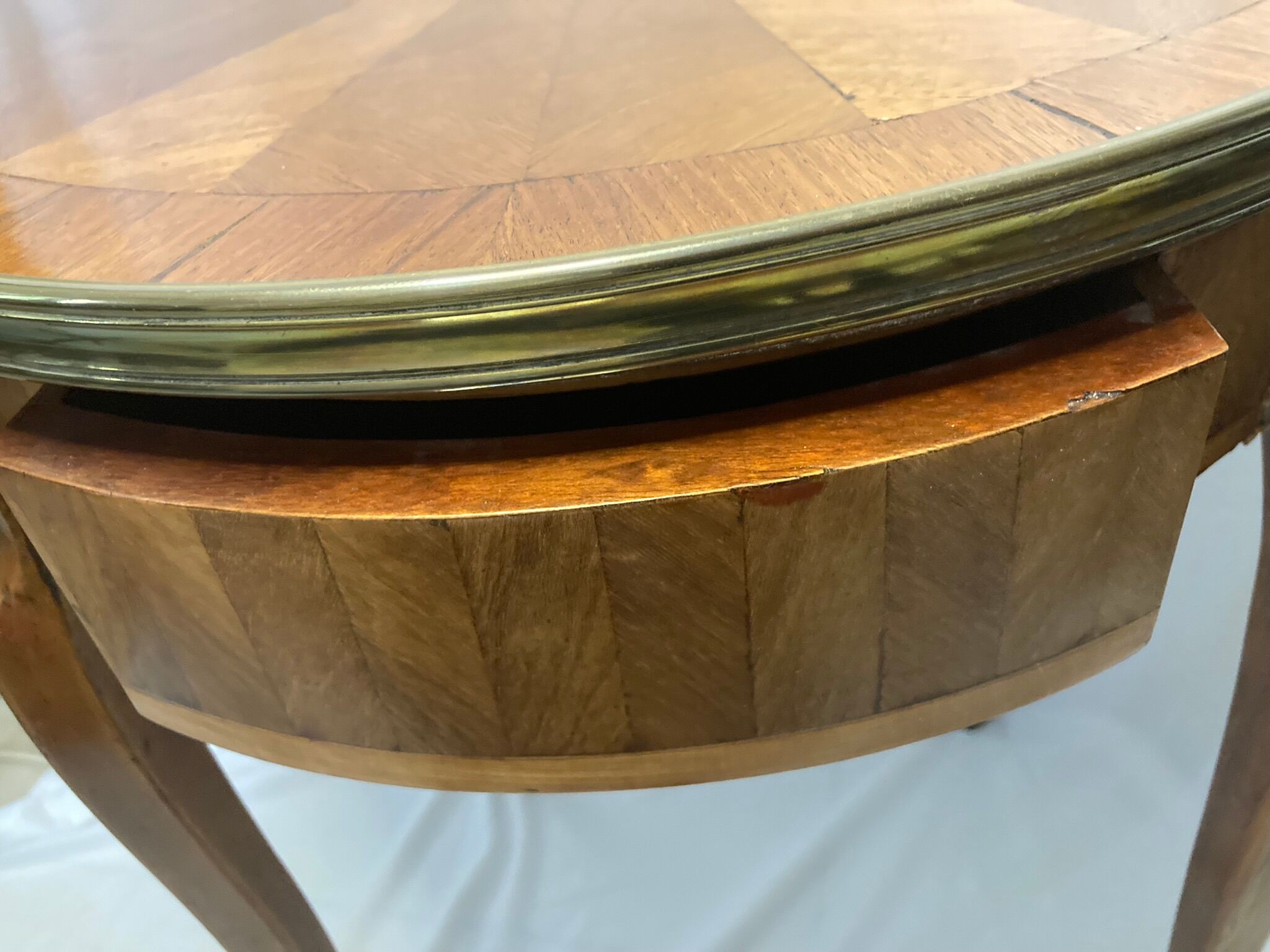 Old pedestal table style Louis XVI marquetry late nineteenth