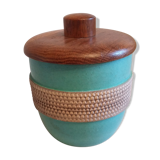 Pot en faïence avec couvercle en bois