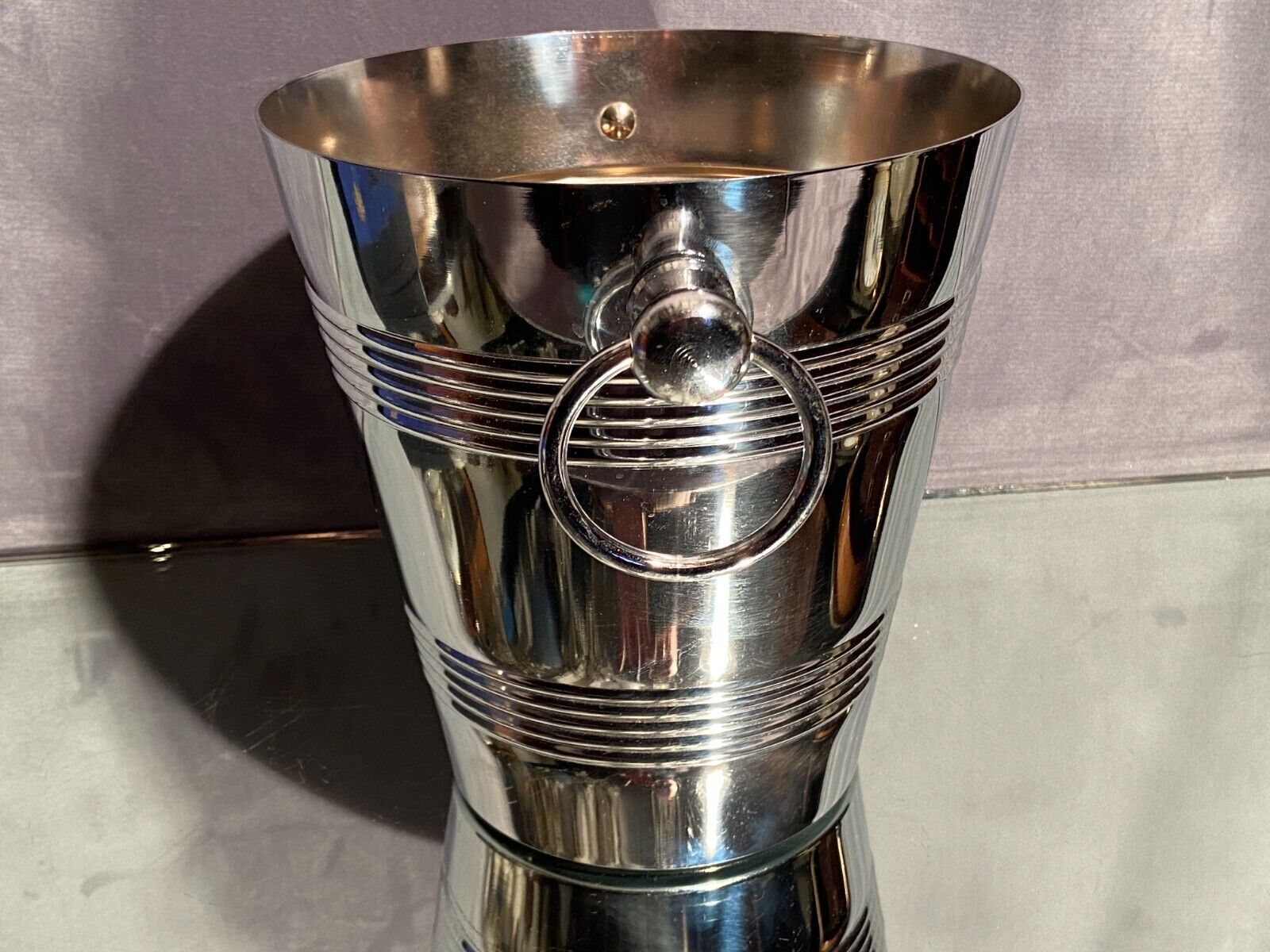 Champagne bucket with stainless steel handles