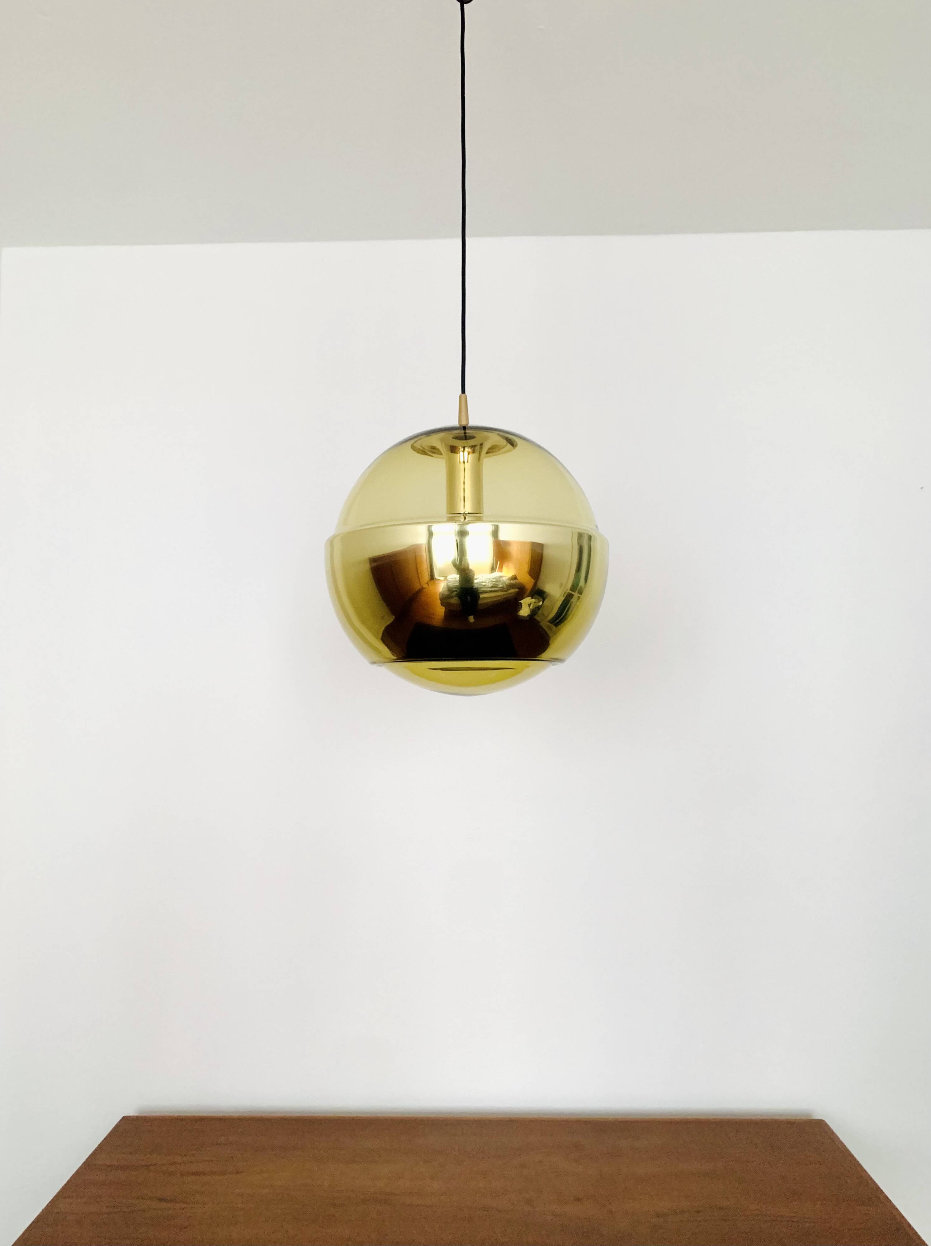 Golden Space Age Glass Pendant Lamp by Peill and Putzler