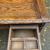 19th-century Renaissance carved oak desk with chair