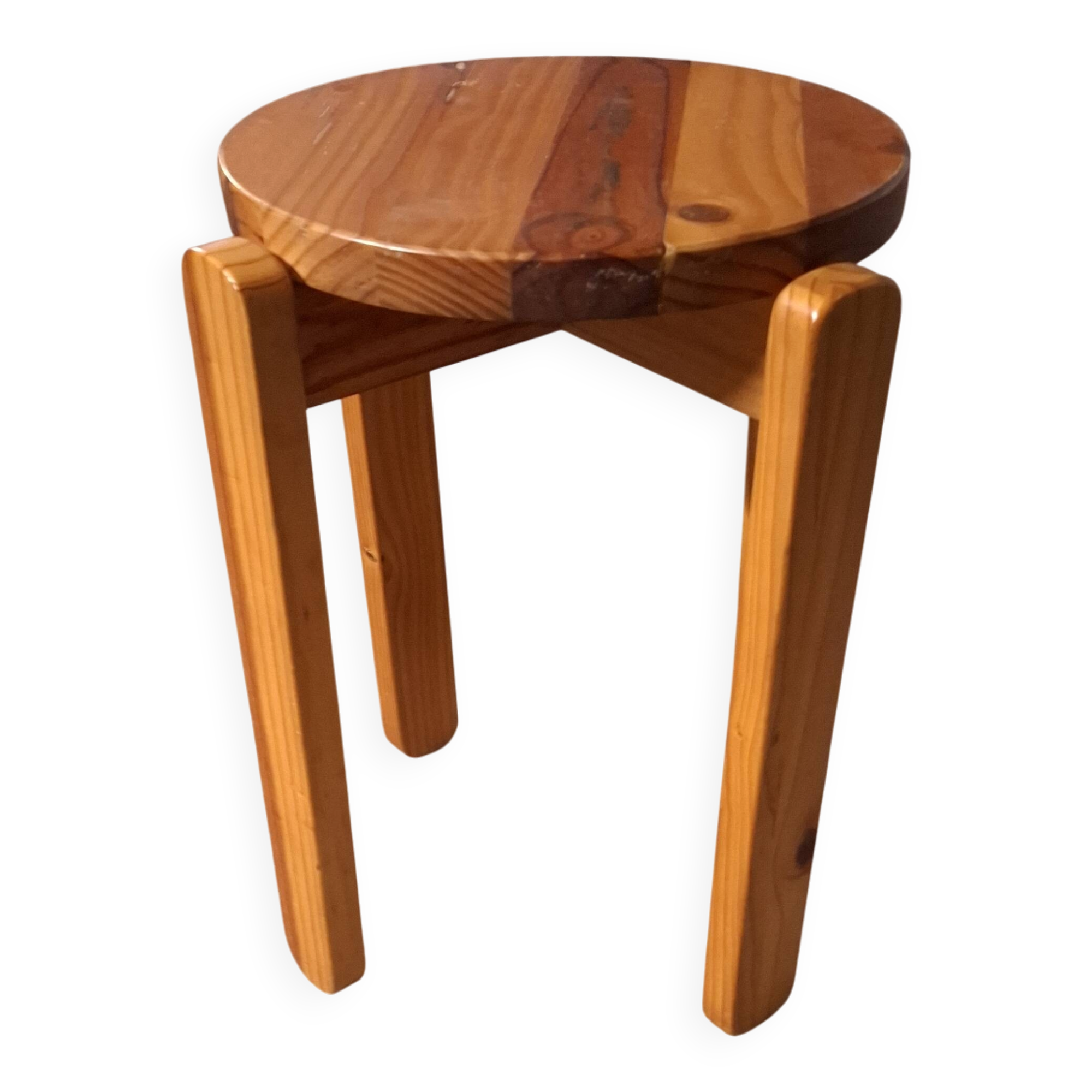 Tabouret en pin vintage