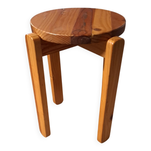 Tabouret en pin vintage