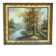 Oil on canvas, lakeside landscape, signature to be identified.