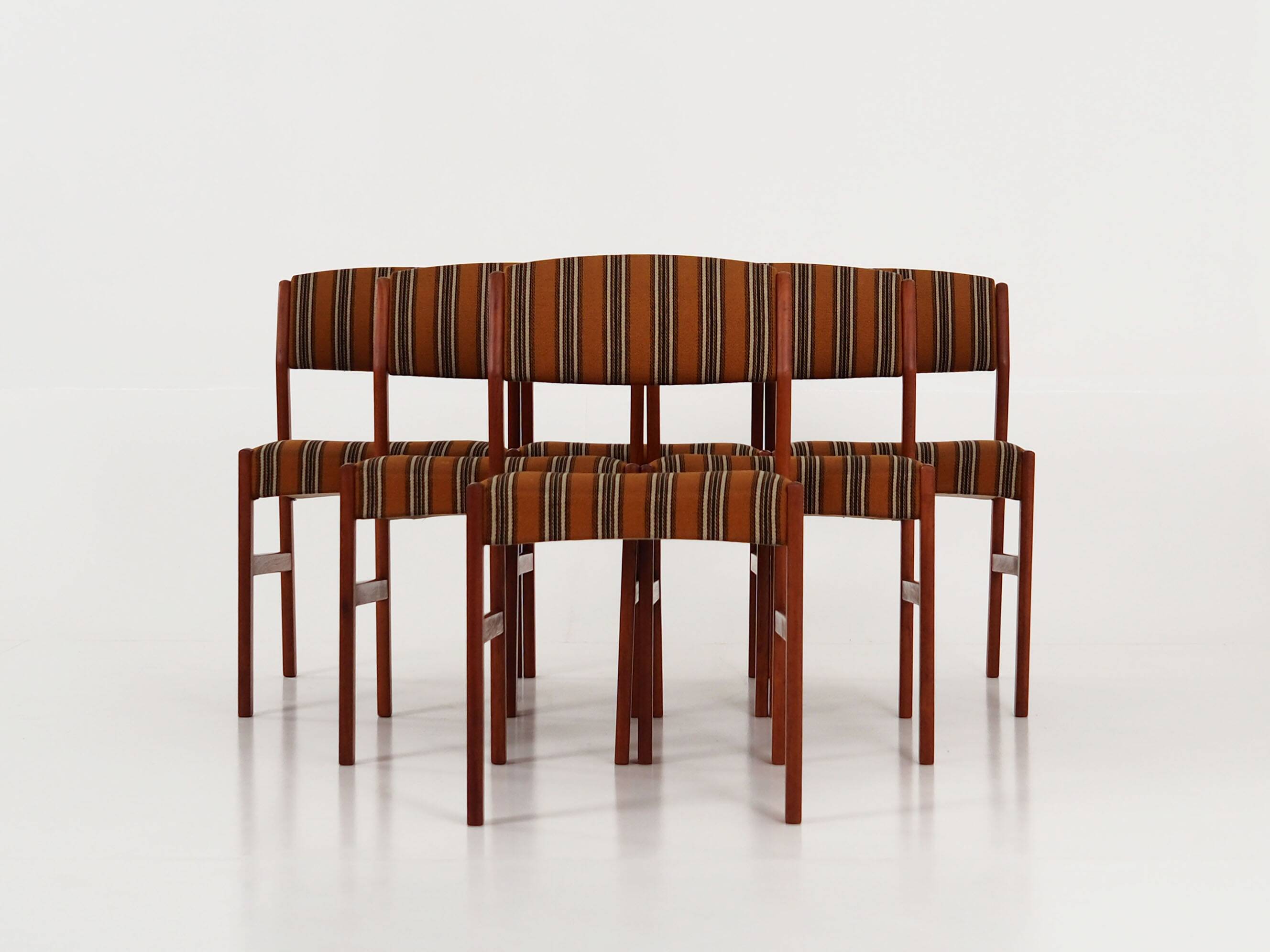 Set of six teak chairs, Danish design, 1970s, production: Denmark