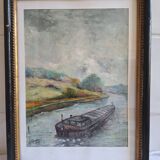 Painting signed on paper framed under glass