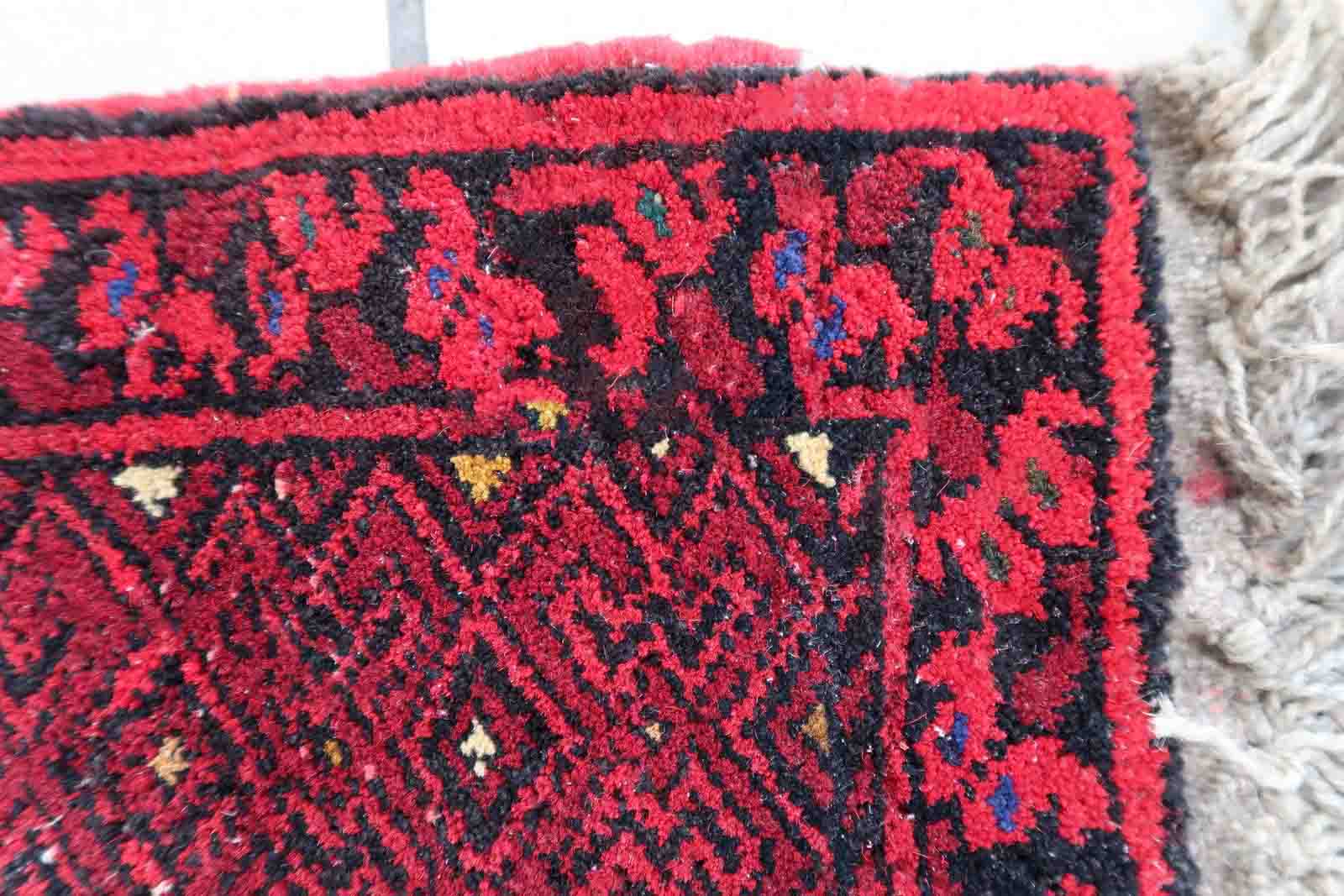 Vintage afghan ersari matte handmade carpet 24cm x 29cm 1970s