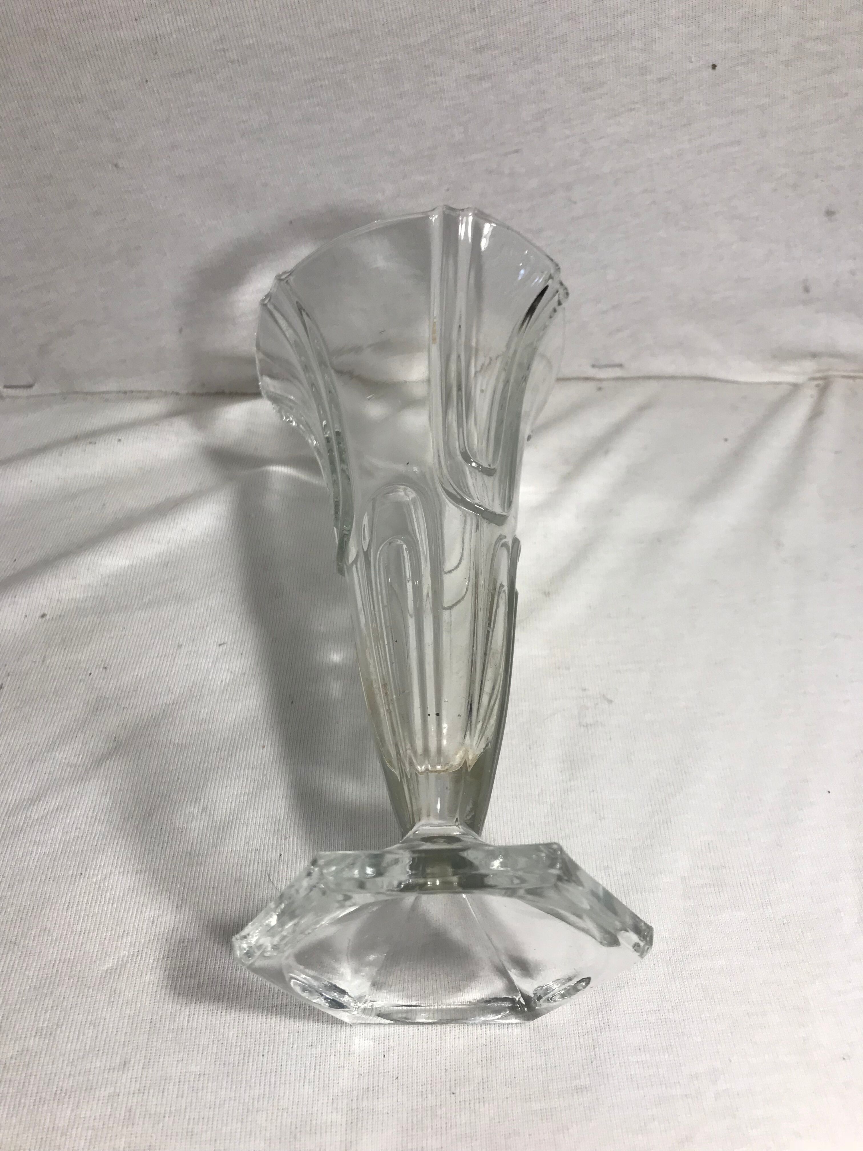 Pair of old moulded glass vases